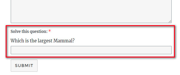 WPForms the Custom Captcha Question & Answer