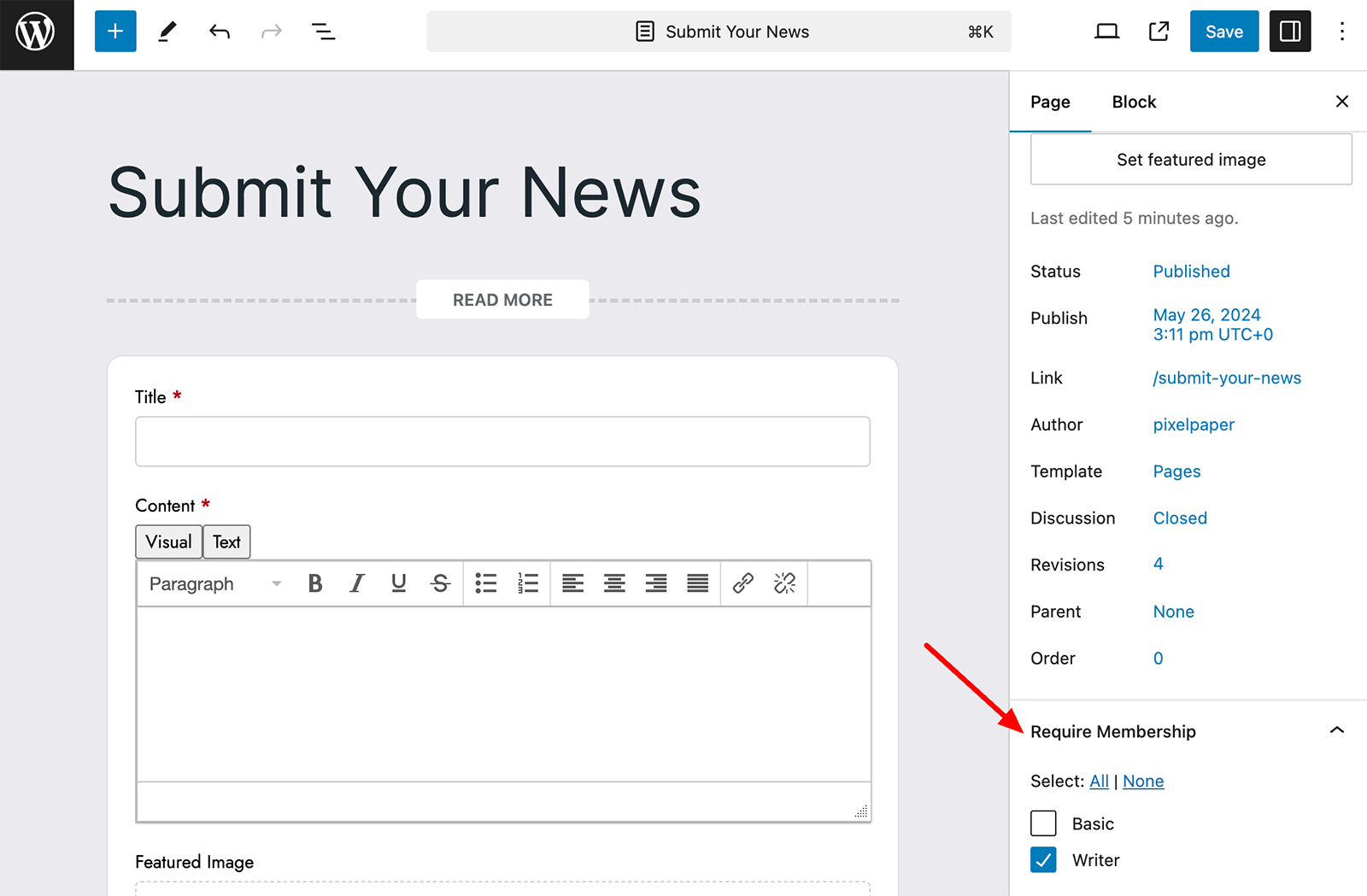 PMPro - WS Form Integration